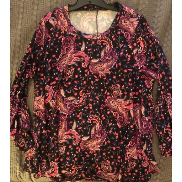 NWOT Lane Bryant Blouse Swing Top with Colorful Paisleys Flowers Size 18/20 - Picture 2 of 9